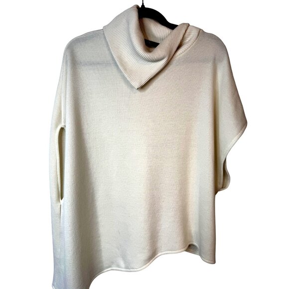 NWOT ZARA Cream Large Ribbed Turtleneck Poncho Sweater - Picture 15 of 16